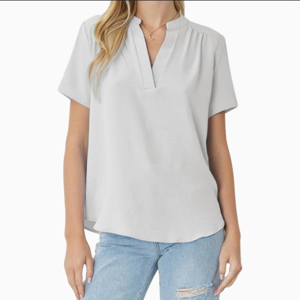Torrid Soft Gray V-Neck Blouse